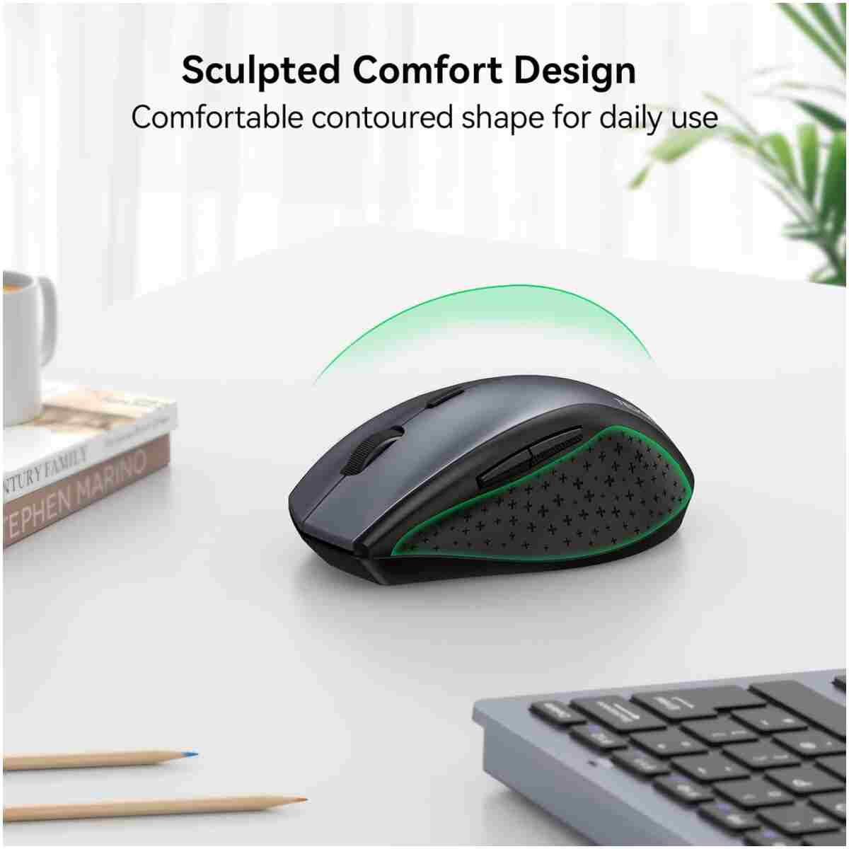 TECKNET Wireless Mouse, 2.4G USB Computer Mouse with 6-Level Adjustable 4800 DPI, Silent Mouse Quiet Click，30 Months Battery, Ergonomic Grips, 6 Buttons Portable for PC,...