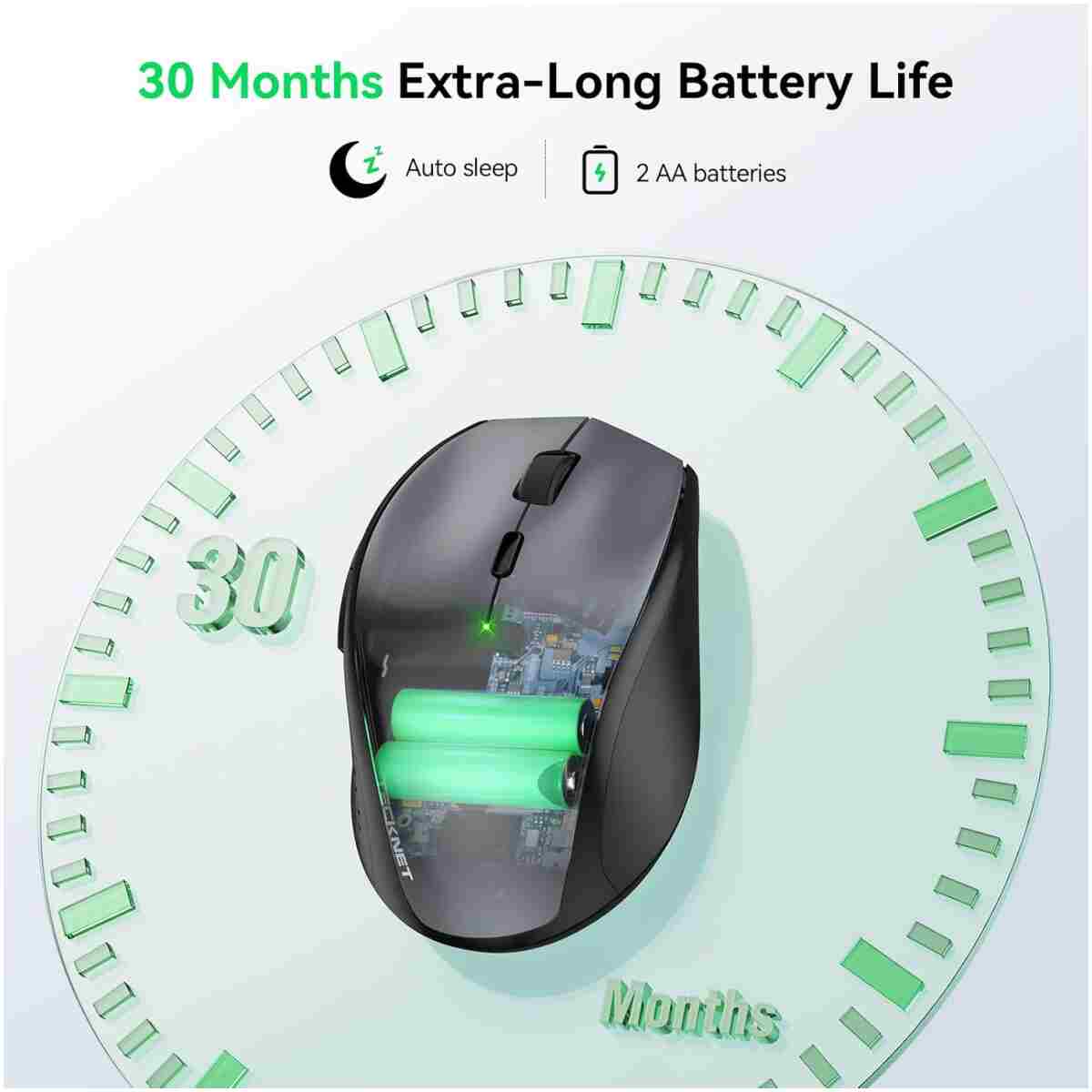 TECKNET Wireless Mouse, 2.4G USB Computer Mouse with 6-Level Adjustable 4800 DPI, Silent Mouse Quiet Click，30 Months Battery, Ergonomic Grips, 6 Buttons Portable for PC,...