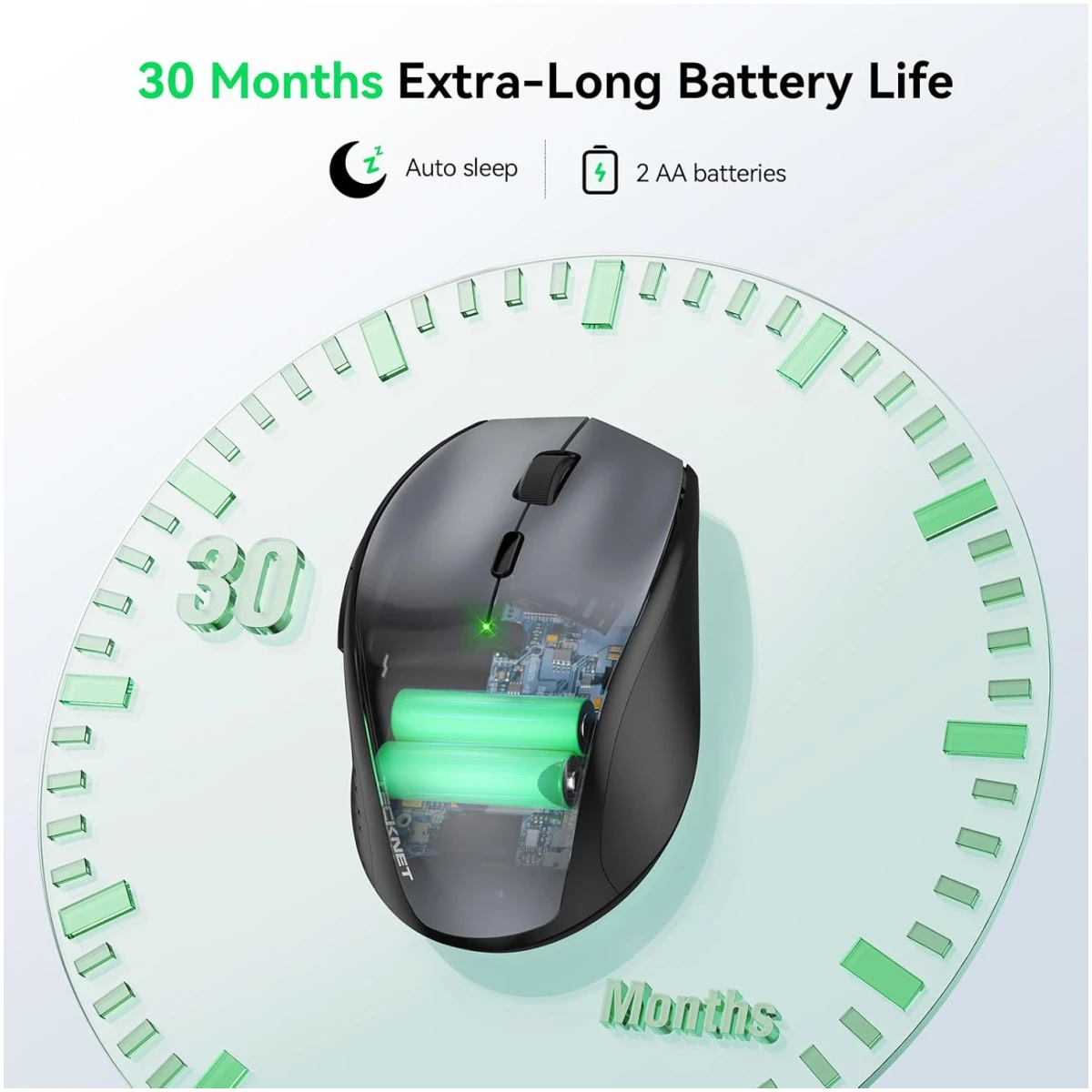 TECKNET Wireless Mouse, 2.4G USB Computer Mouse with 6-Level Adjustable 4800 DPI, Silent Mouse Quiet Click，30 Months Battery, Ergonomic Grips, 6 Buttons Portable for PC,...