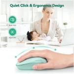 TECKNET Wireless Mouse for Laptop, 2.4G Quiet Computer Mouse with USB Receiver, 4 Buttons Portable Cordless Mice for Chromebook, Laptop, PC, Mac, 800/1200/1600 DPI - Mint Green