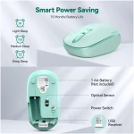 TECKNET Wireless Mouse for Laptop, 2.4G Quiet Computer Mouse with USB Receiver, 4 Buttons Portable Cordless Mice for Chromebook, Laptop, PC, Mac, 800/1200/1600 DPI - Mint Green