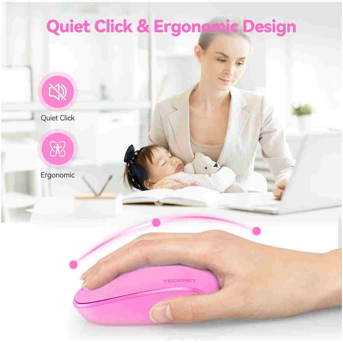 TECKNET Wireless Mouse for Laptop, 2.4G Quiet Computer Mouse with USB Receiver, 4 Buttons Portable Cordless Mice for Chromebook, Laptop, PC, Mac, 800/1200/1600 DPI - Mint Green