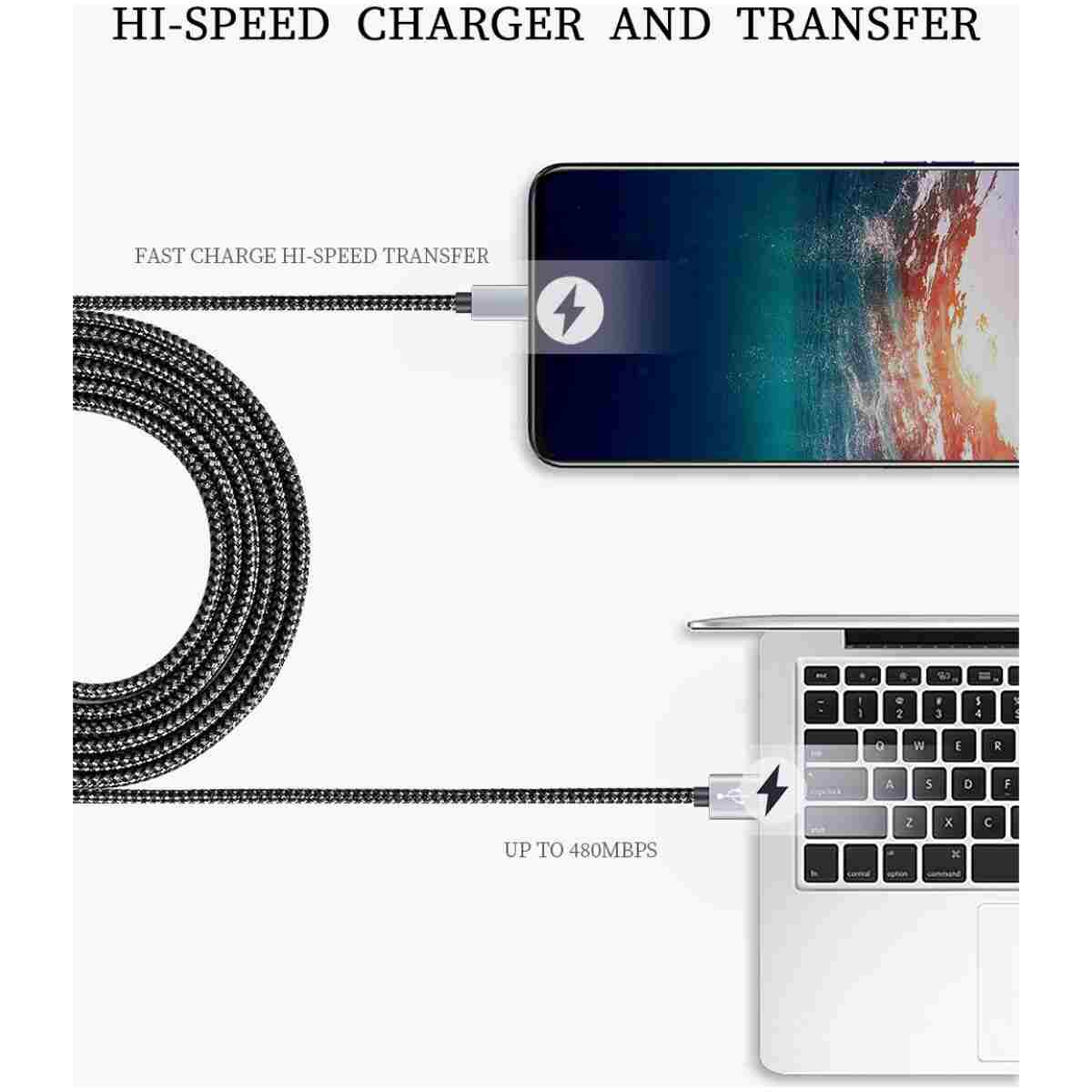 Teeind USB Type C Cable Fast Charging, Tpc001 5 Pack(6Ft 3A) Braided C Charger Cables Compatible with Samsung S10e/note 9/s10/s9/s8 Plus/A80/A50/A20