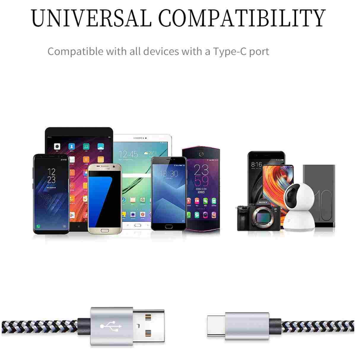 Teeind USB Type C Cable Fast Charging, Tpc001 5 Pack(6Ft 3A) Braided C Charger Cables Compatible with Samsung S10e/note 9/s10/s9/s8 Plus/A80/A50/A20
