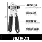The Original GORILLA GRIP Heavy Duty Stainless Steel Smooth Edge Manual Can Opener and Bottle Openers, Soft Ergonomic Handle, Oversized Handheld Easy Turn Knob, Multifunctional...