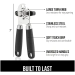 The Original GORILLA GRIP Heavy Duty Stainless Steel Smooth Edge Manual Can Opener and Bottle Openers, Soft Ergonomic Handle, Oversized Handheld Easy Turn Knob, Multifunctional...