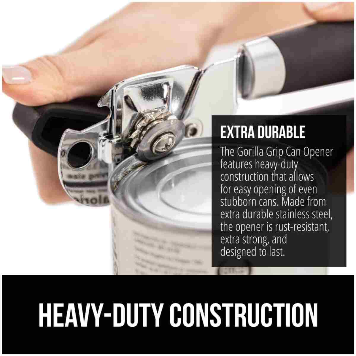 The Original GORILLA GRIP Heavy Duty Stainless Steel Smooth Edge Manual Can Opener and Bottle Openers, Soft Ergonomic Handle, Oversized Handheld Easy Turn Knob, Multifunctional...