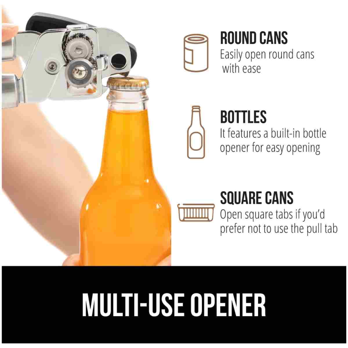 The Original GORILLA GRIP Heavy Duty Stainless Steel Smooth Edge Manual Can Opener and Bottle Openers, Soft Ergonomic Handle, Oversized Handheld Easy Turn Knob, Multifunctional...