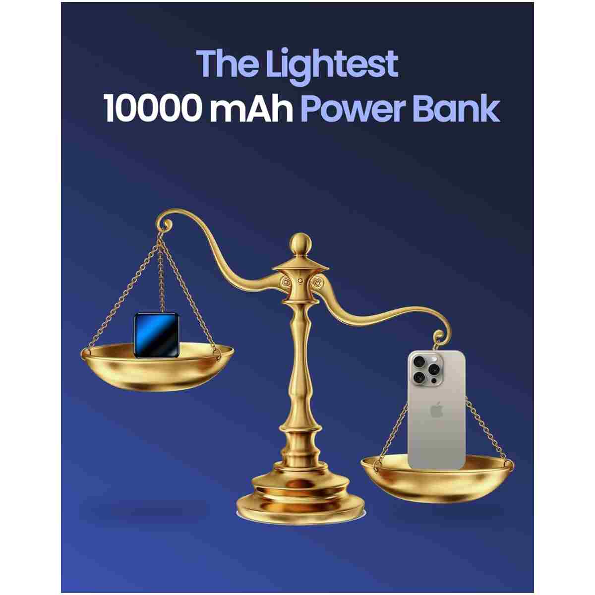 The Smallest and Lightest 10000mAh Small Power Bank，Fast charge Mini Portable Charger, USB C Input/Output with External Battery Pack, Smart LED Display，Suitable for iPhone,...