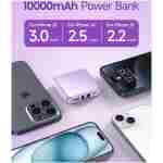The Smallest and Lightest 10000mAh Small Power Bank,Fast charge Mini Portable Charger, USB C Input/Output with External Battery Pack, Smart LED Display,Suitable for iPhone,...