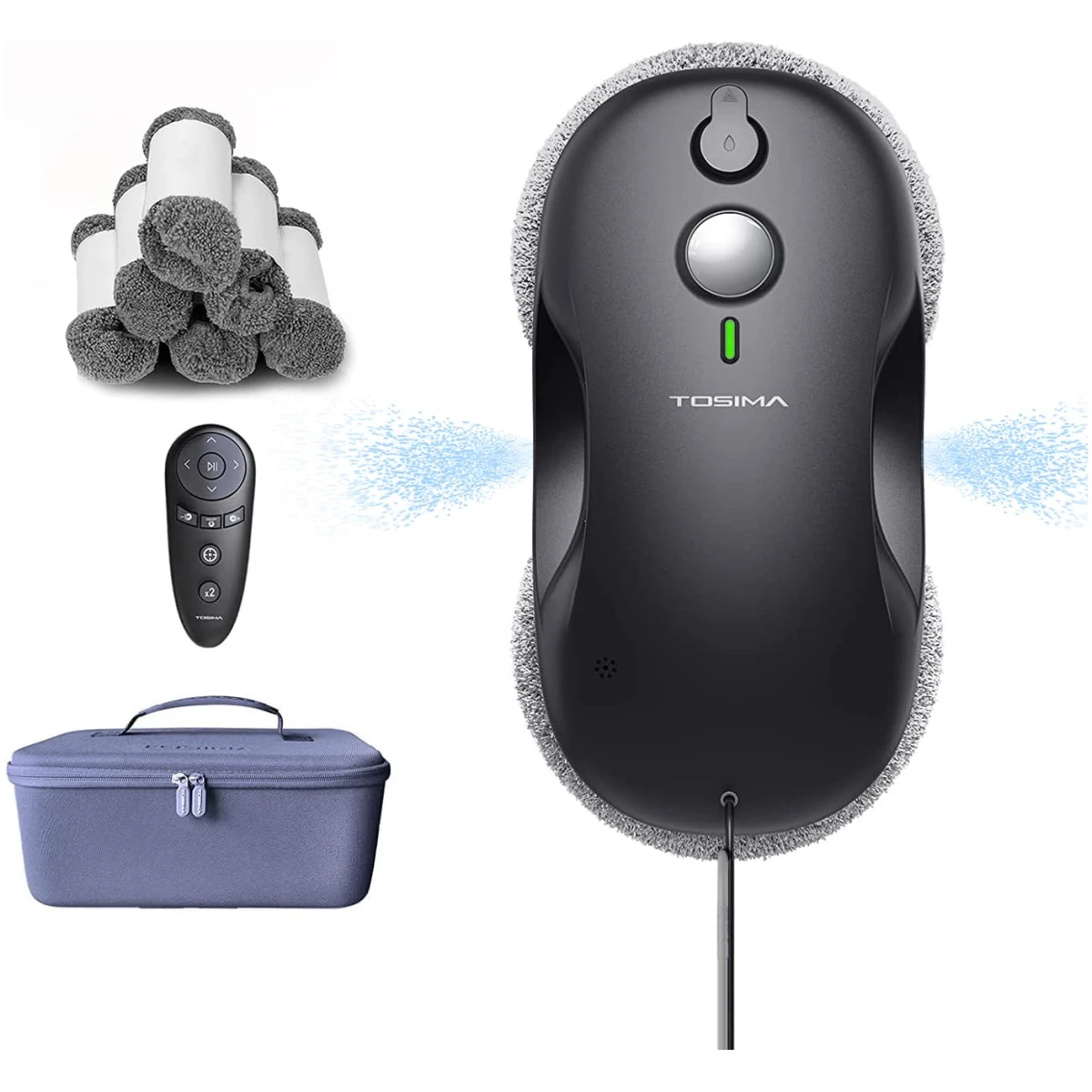 Tosima Window Cleaning Robot W2S, Automatic Cleaning with Intelligent Path Planning, 3800Pa Suction Power, Edge Detection Technology, Remote Control