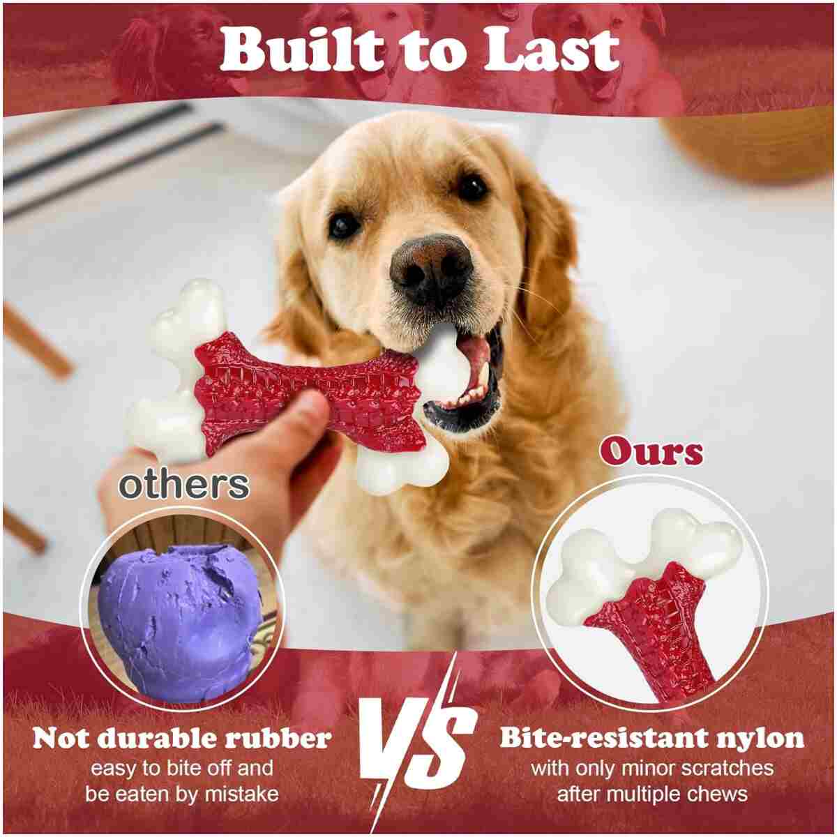 Tough Dog Toys, Toys for Aggressive Chewers Large Breed, Chew Dogs, Bone Toy Nylon Dogs Almost Indestructible