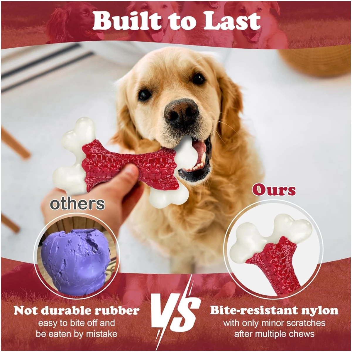 Tough Dog Toys, Toys for Aggressive Chewers Large Breed, Chew Dogs, Bone Toy Nylon Dogs Almost Indestructible