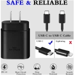 C 型充电器，2 件装 25W C 型超快速充电块，带 6 英尺 USB C 充电器线，兼容 Galaxy S23 Ultra/S23+/S22/S21/S20/Phone 16/16 Plus/16 Pro Max/15/15 Pro...