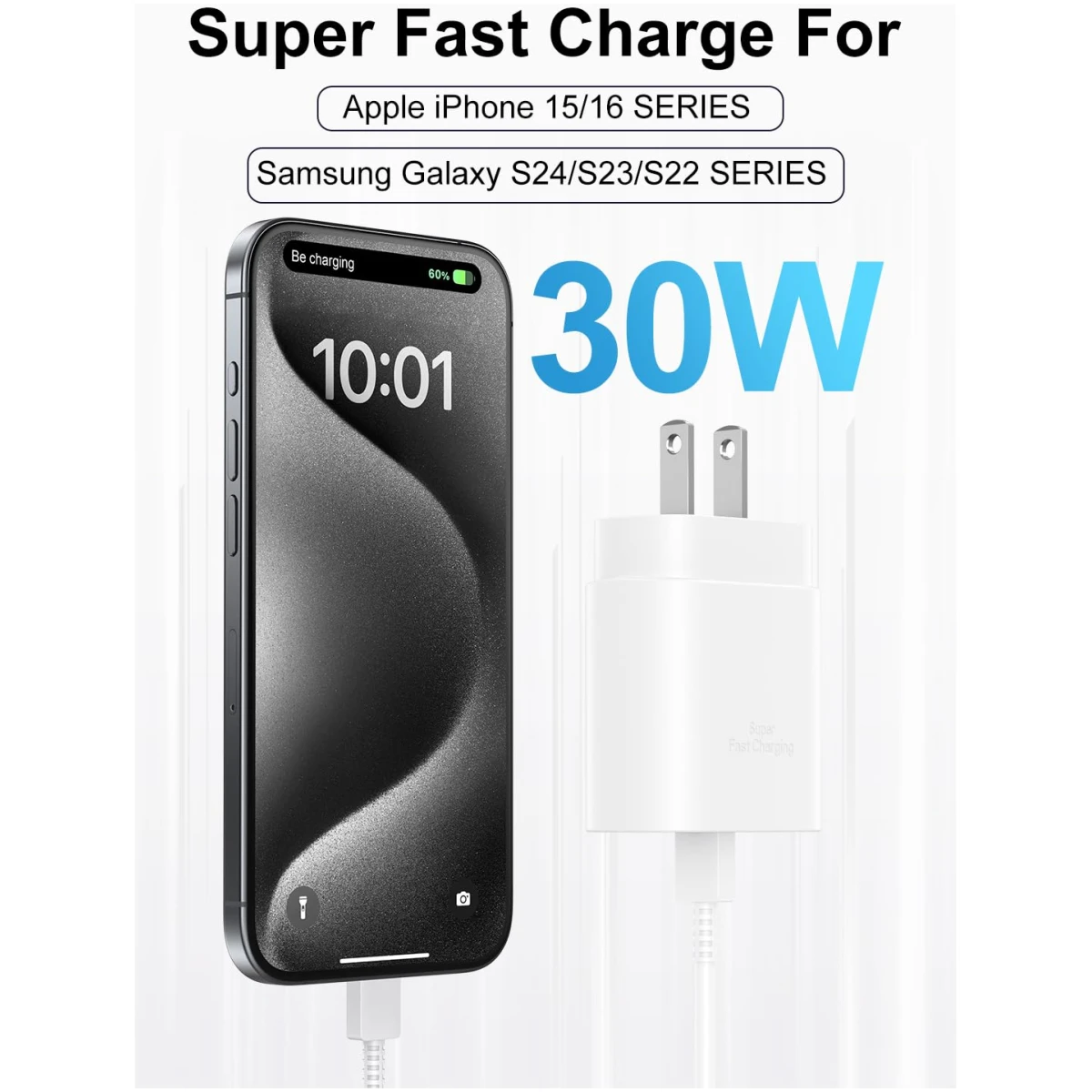 Type C Charger Fast Charging, USB C Charger Block, 2-Pack 25W Phone Super Fast Charger with 6Ft USB-C Cable Compatible with iPhone 15/16/Plus/Pro/Pro Max, Galaxy S25/S24/Plus/Ultra