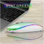 Uiosmuph LED Wireless Mouse, G12 Slim Rechargeable Silent Mouse, 2.4G Portable USB Optical Computer Mice with USB Receiver and Type C Adapter (Matte Black)