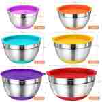 Umite Chef Mixing Bowls with Airtight Lids, 26Pcs Stainless Steel Bowls Set, 3 Grater Attachments & Colorful Non-Slip Bottoms Size 7, 4, 2.5, 2.0,1.5, 1QT, Great for Mixing &...
