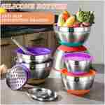 Umite Chef Mixing Bowls with Airtight Lids, 26Pcs Stainless Steel Bowls Set, 3 Grater Attachments & Colorful Non-Slip Bottoms Size 7, 4, 2.5, 2.0,1.5, 1QT, Great for Mixing &...