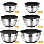Umite Chef Mixing Bowls with Airtight Lids, 26Pcs Stainless Steel Bowls Set, 3 Grater Attachments & Black Non-Slip Bottoms Size 7, 4, 2.5, 2.0,1.5, 1QT, Great for Mixing & Serving