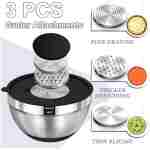 Umite Chef Mixing Bowls with Airtight Lids, 8PCS Stainless Steel Nesting Mixing Bowls Set, 3 Grater Attachments & Non-Slip Bottoms, Black Kitchen Bowls, Size 5, 4, 3.5, 2, 1.5QT...