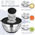 Umite Chef Mixing Bowls with Airtight Lids, 8PCS Stainless Steel Nesting Mixing Bowls Set, 3 Grater Attachments & Non-Slip Bottoms, Black Kitchen Bowls, Size 5, 4, 3.5, 2, 1.5QT...