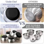 Umite Chef Mixing Bowls with Airtight Lids, 8PCS Stainless Steel Nesting Mixing Bowls Set, 3 Grater Attachments & Non-Slip Bottoms, Black Kitchen Bowls, Size 5, 4, 3.5, 2, 1.5QT...