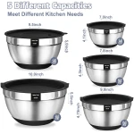 Umite Chef Mixing Bowls with Airtight Lids, 8PCS Stainless Steel Nesting Mixing Bowls Set, 3 Grater Attachments & Non-Slip Bottoms, Black Kitchen Bowls, Size 5, 4, 3.5, 2, 1.5QT...