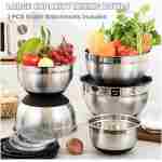 Umite Chef Mixing Bowls with Airtight Lids, 8PCS Stainless Steel Nesting Mixing Bowls Set, 3 Grater Attachments & Non-Slip Bottoms, Black Kitchen Bowls, Size 5, 4, 3.5, 2, 1.5QT...