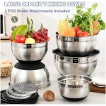 Umite Chef Mixing Bowls with Airtight Lids, 8PCS Stainless Steel Nesting Mixing Bowls Set, 3 Grater Attachments & Non-Slip Bottoms, Black Kitchen Bowls, Size 5, 4, 3.5, 2, 1.5QT...