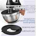 Umite Chef Mixing Bowls with Airtight Lids, 8PCS Stainless Steel Nesting Mixing Bowls Set, 3 Grater Attachments & Non-Slip Bottoms, Black Kitchen Bowls, Size 5, 4, 3.5, 2, 1.5QT...
