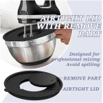 Umite Chef Mixing Bowls with Airtight Lids, 8PCS Stainless Steel Nesting Mixing Bowls Set, 3 Grater Attachments & Non-Slip Bottoms, Black Kitchen Bowls, Size 5, 4, 3.5, 2, 1.5QT...