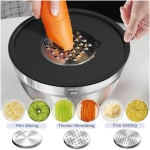 Umite Chef Mixing Bowls with Airtight Lids, 8PCS Stainless Steel Nesting Mixing Bowls Set, 3 Grater Attachments & Non-Slip Bottoms, Black Kitchen Bowls, Size 5, 4, 3.5, 2, 1.5QT...