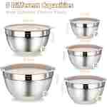 Umite Chef Mixing Bowls with Airtight Lids, 8PCS Stainless Steel Nesting Mixing Bowls Set, 3 Grater Attachments & Non-Slip Bottoms, Black Kitchen Bowls, Size 5, 4, 3.5, 2, 1.5QT...