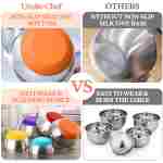 Umite Chef Mixing Bowls with Airtight Lids Set, 8PCS Stainless Steel Nesting Bowls Set, 3 Grater Attachments & Non-Slip Bottoms, Size 5, 4, 3.5, 2, 1.5QT for Baking &...