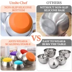Umite Chef Mixing Bowls with Airtight Lids Set, 8PCS Stainless Steel Nesting Bowls Set, 3 Grater Attachments & Non-Slip Bottoms, Size 5, 4, 3.5, 2, 1.5QT for Baking &...