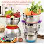 Umite Chef Mixing Bowls with Airtight Lids Set, 8PCS Stainless Steel Nesting Bowls Set, 3 Grater Attachments & Non-Slip Bottoms, Size 5, 4, 3.5, 2, 1.5QT for Baking &...