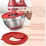Umite Chef Mixing Bowls with Airtight Lids Set, 8PCS Stainless Steel Nesting Bowls Set, 3 Grater Attachments & Non-Slip Bottoms, Size 5, 4, 3.5, 2, 1.5QT for Baking &...
