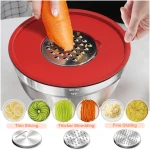 Umite Chef Mixing Bowls with Airtight Lids Set, 8PCS Stainless Steel Nesting Bowls Set, 3 Grater Attachments & Non-Slip Bottoms, Size 5, 4, 3.5, 2, 1.5QT for Baking &...
