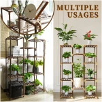 Uneedem Plant Stand Indoor Outdoor, Tall Plant Shelf for Multiple Plants, 10 tiers 11 Pot Large Plant Rack Wood Plant Holder Plant Shelves for Room Corner Balcony Garden Patio