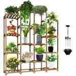 Uneedem Plant Stand Indoor Outdoor, Tall Plant Shelf for Multiple Plants, 10 tiers 11 Pot Large Plant Rack Wood Plant Holder Plant Shelves for Room Corner Balcony Garden Patio