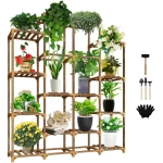 Uneedem Plant Stand Indoor Outdoor, Tall Plant Shelf for Multiple Plants, 10 tiers 11 Pot Large Plant Rack Wood Plant Holder Plant Shelves for Room Corner Balcony Garden Patio