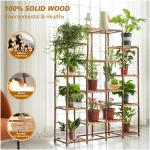 Uneedem Plant Stand Indoor Outdoor, Tall Plant Shelf for Multiple Plants, 10 tiers 11 Pot Large Plant Rack Wood Plant Holder Plant Shelves for Room Corner Balcony Garden Patio