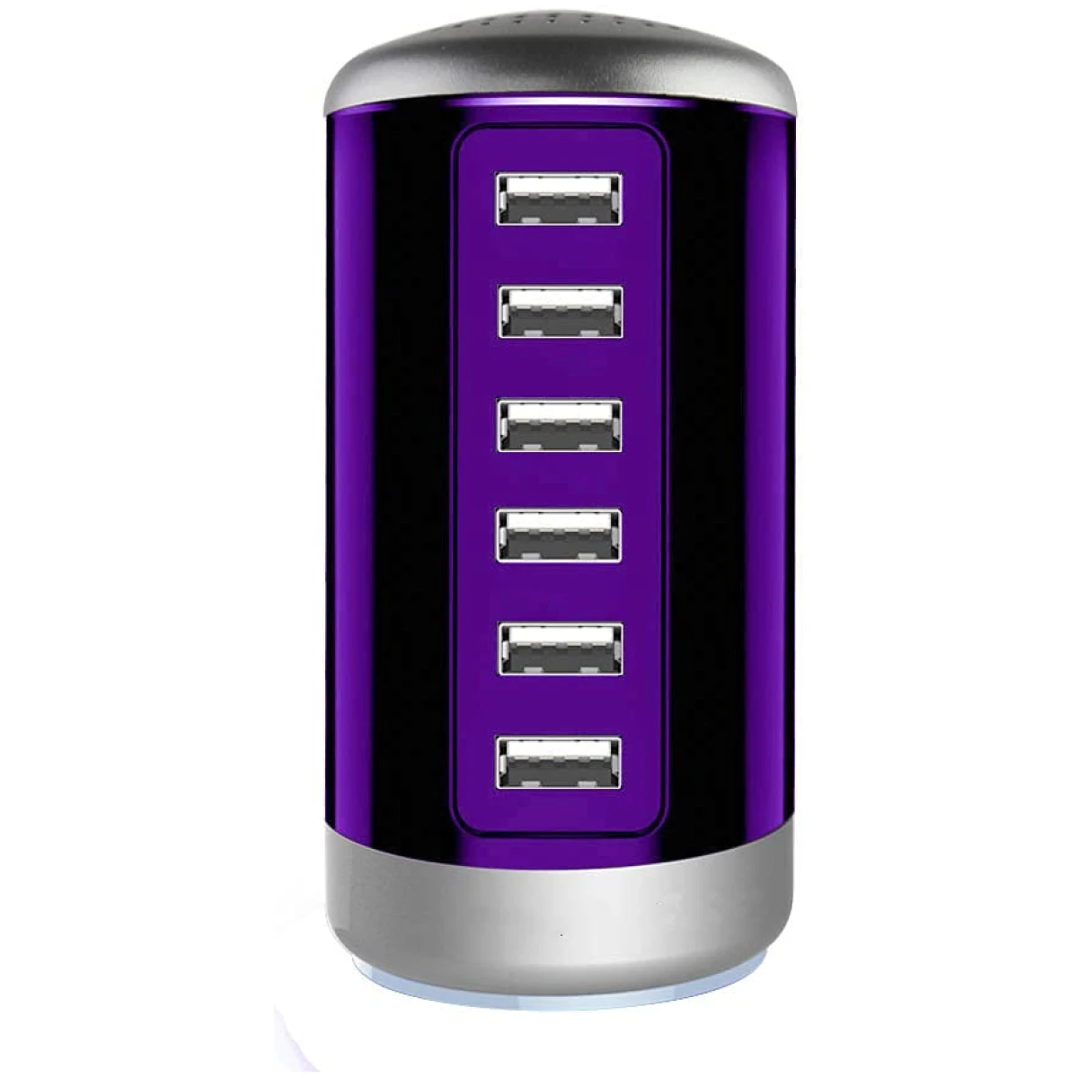 Universal USB Charger 6-Port Desktop USB Charging Station Hub with Smart Identification Technology Compatible with iPhone iPad Cell Phone Tablets(Purple)