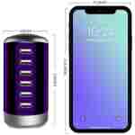 Universal USB Charger 6-Port Desktop USB Charging Station Hub with Smart Identification Technology Compatible with iPhone iPad Cell Phone Tablets(Purple)