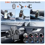 Upgraded 3-in-1 Car Phone Holder Mount [Powerful Suction] Phone Mount for Car Dashboard Air Vent Windshield,for All iPhone Android Phone (Black)