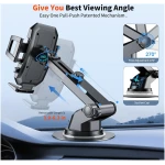 Upgraded 3-in-1 Car Phone Holder Mount [Powerful Suction] Phone Mount for Car Dashboard Air Vent Windshield,for All iPhone Android Phone (Black)