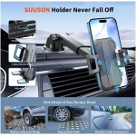 Upgraded 3-in-1 Car Phone Holder Mount [Powerful Suction] Phone Mount for Car Dashboard Air Vent Windshield,for All iPhone Android Phone (Black)
