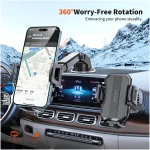 Upgraded 3-in-1 Car Phone Holder Mount [Powerful Suction] Phone Mount for Car Dashboard Air Vent Windshield,for All iPhone Android Phone (Black)