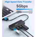 USB 3.0 集线器，4 端口 USB 分配器扩展器便携式适配器多端口数据中心，适用于笔记本电脑、Xbox、闪存驱动器、HDD、控制台、相机、键盘、鼠标 Windows、Mac OS PC，不设计用于...