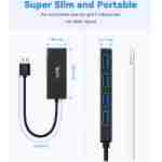 USB 3.0 集线器，4 端口 USB 分配器扩展器便携式适配器多端口数据中心，适用于笔记本电脑、Xbox、闪存驱动器、HDD、控制台、相机、键盘、鼠标 Windows、Mac OS PC，不设计用于...